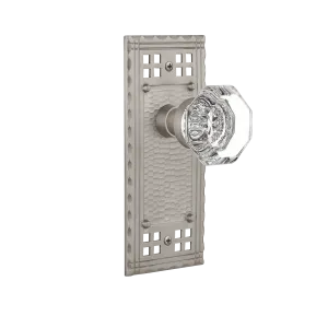 Craftsman Long Plate with Waldorf Knob in Satin Nickel
