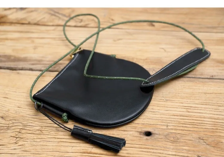 Cute Brown LEATHER Side Bag Tassel Saddle WOMEN SHOULDER BAG Slim With Tassel Crossbody Pouch FOR WOMEN