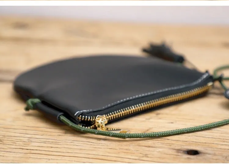 Cute Brown LEATHER Side Bag Tassel Saddle WOMEN SHOULDER BAG Slim With Tassel Crossbody Pouch FOR WOMEN