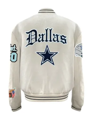 DALLAS COWBOYS WOOL OLD ENGLISH VARSITY JACKET White