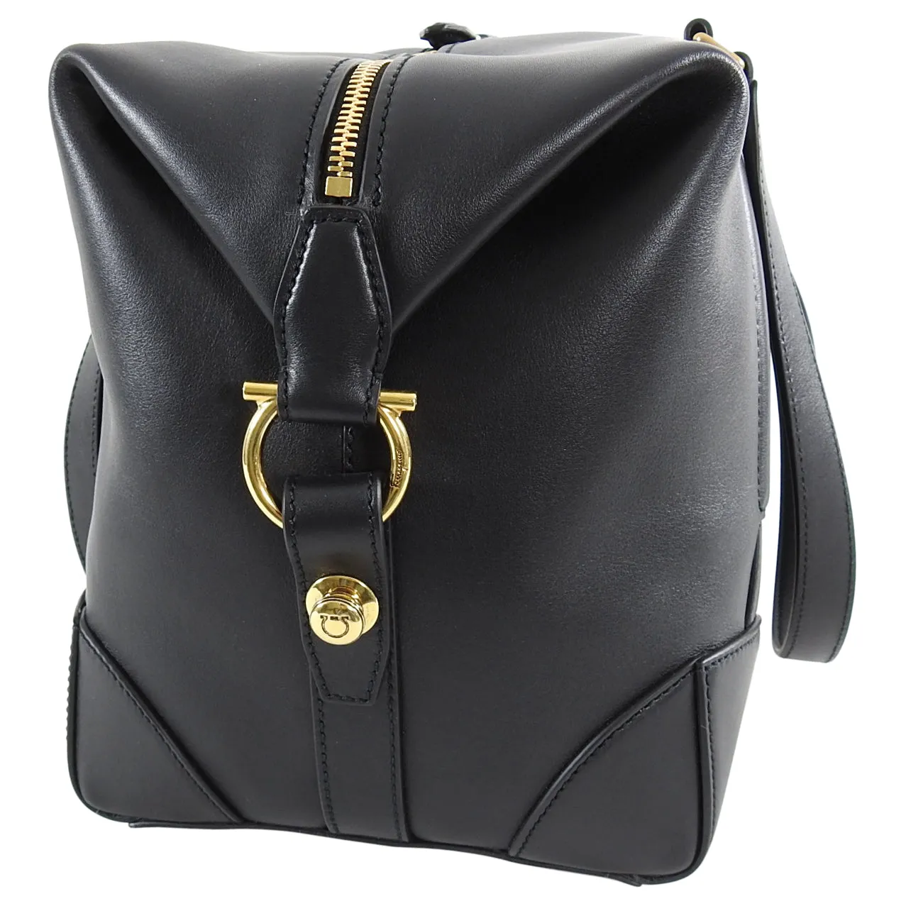 Ferragamo SS2019 Black Dynamo Duffle Overnight Travel Bag