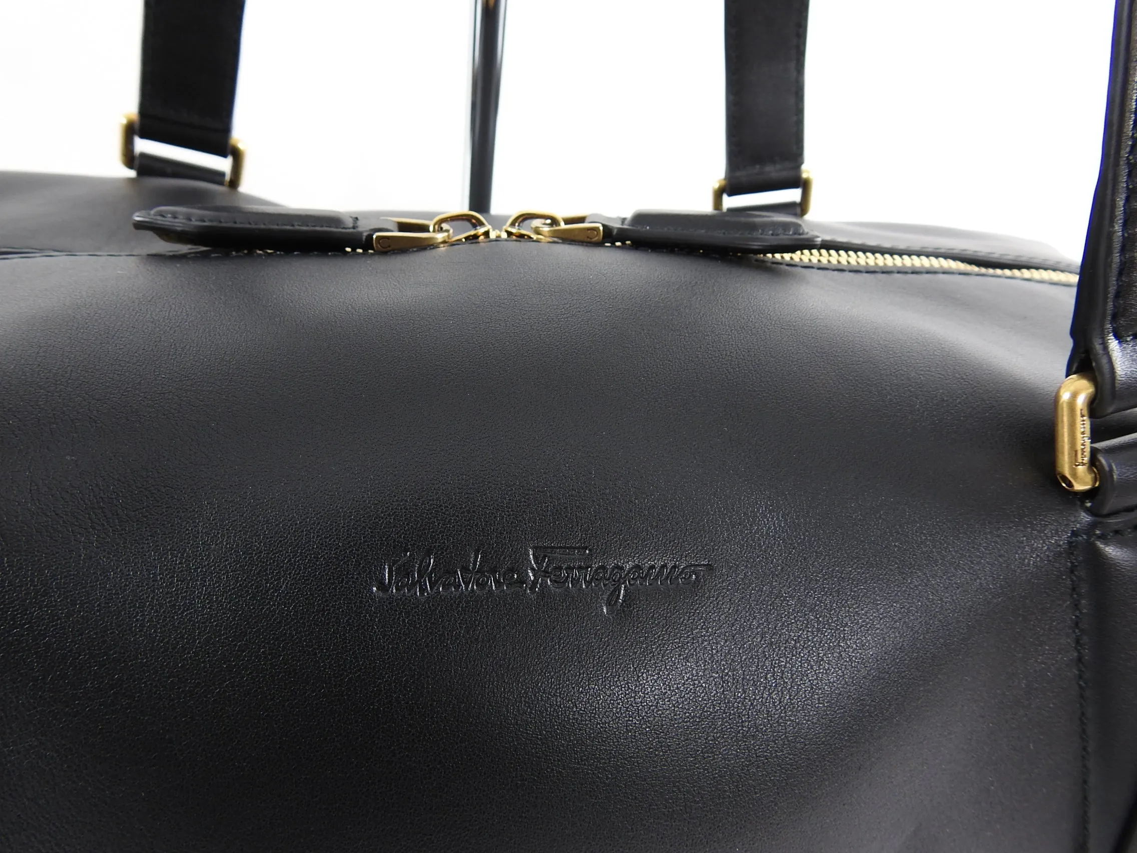 Ferragamo SS2019 Black Dynamo Duffle Overnight Travel Bag