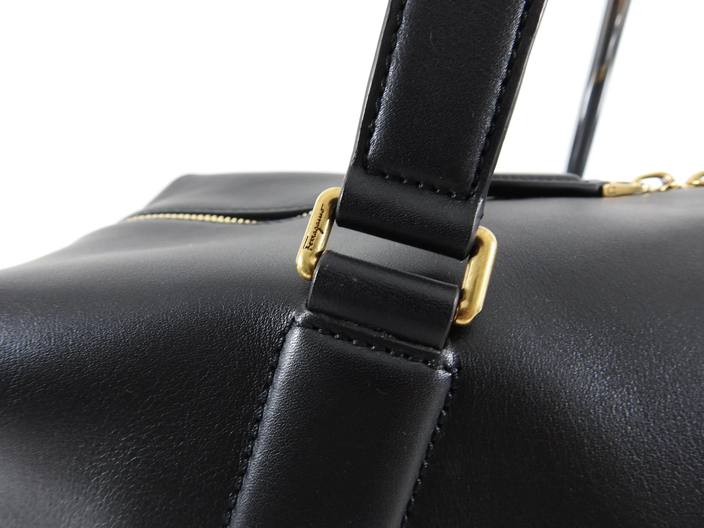 Ferragamo SS2019 Black Dynamo Duffle Overnight Travel Bag