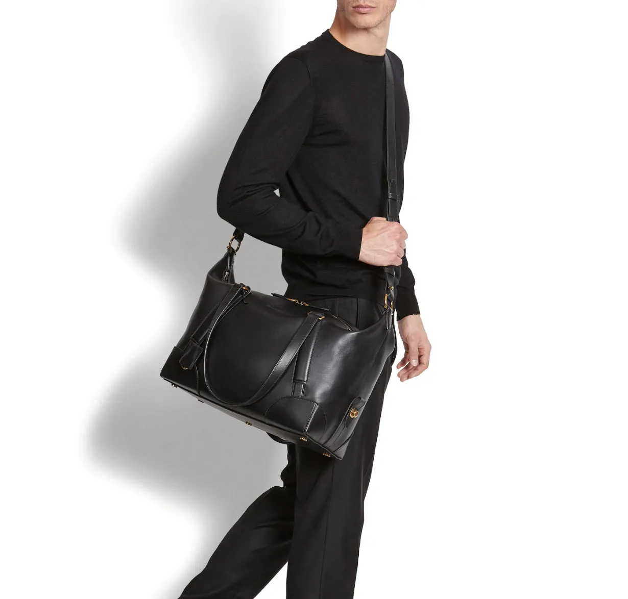Ferragamo SS2019 Black Dynamo Duffle Overnight Travel Bag