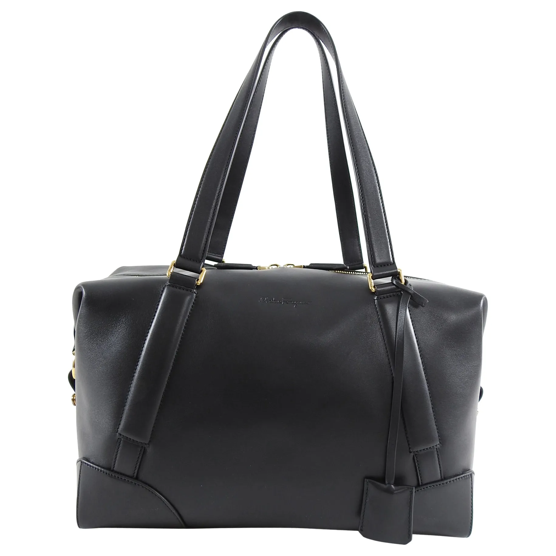 Ferragamo SS2019 Black Dynamo Duffle Overnight Travel Bag
