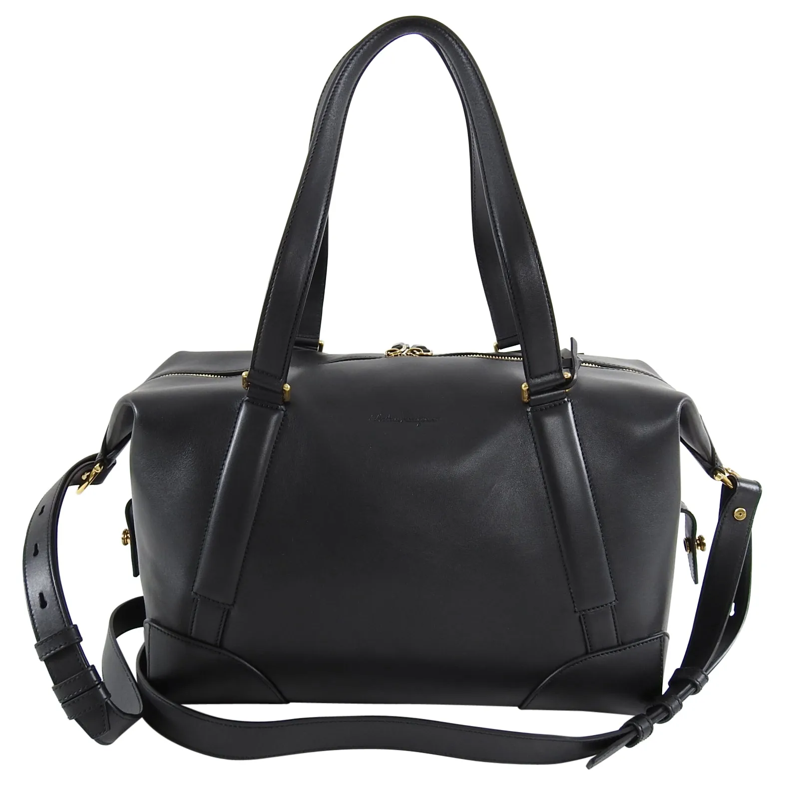 Ferragamo SS2019 Black Dynamo Duffle Overnight Travel Bag