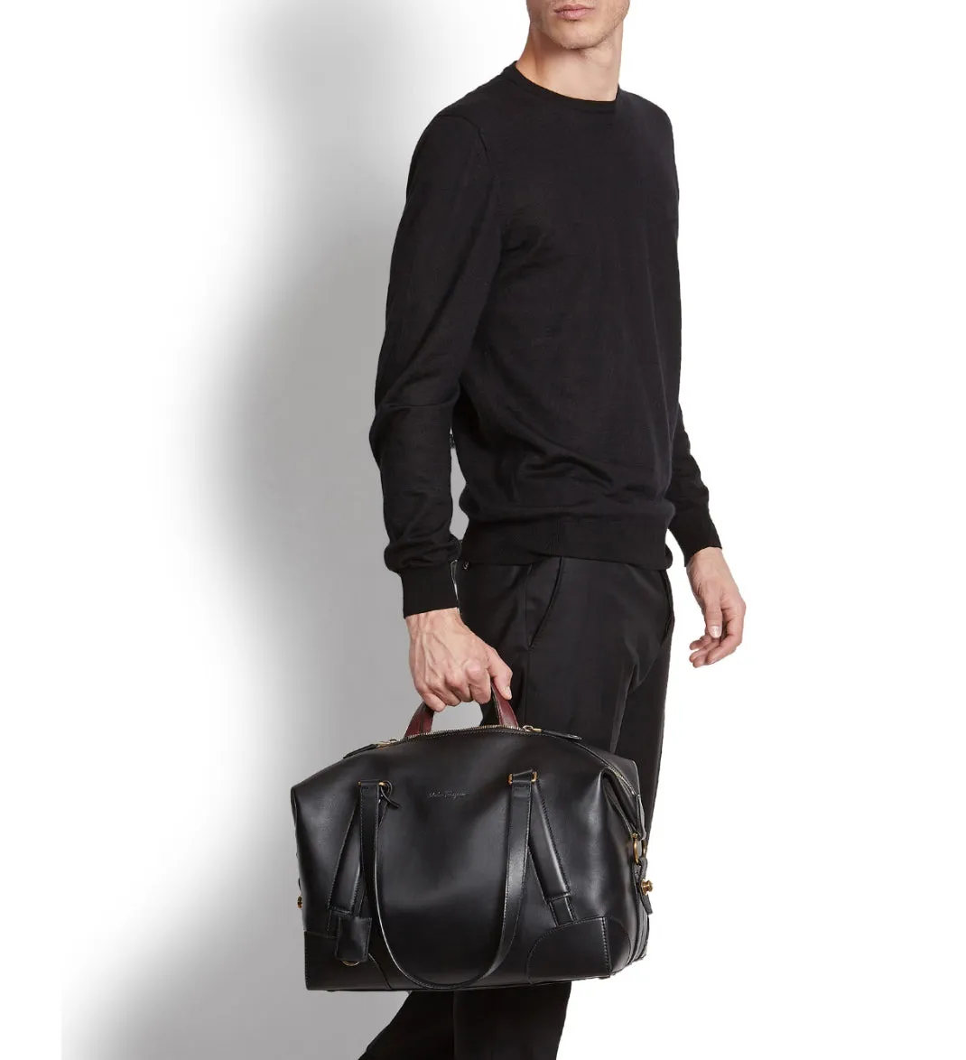 Ferragamo SS2019 Black Dynamo Duffle Overnight Travel Bag
