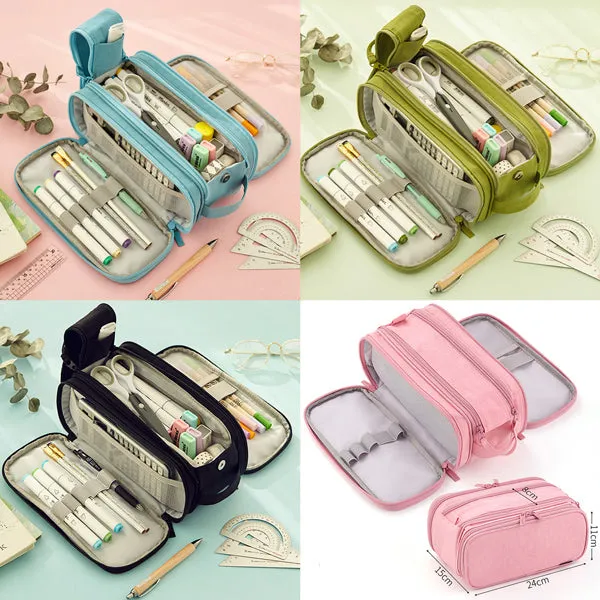 Four Zippers Battleship Pencil Case