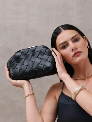 Gianna Woven Clutch Bag in Black