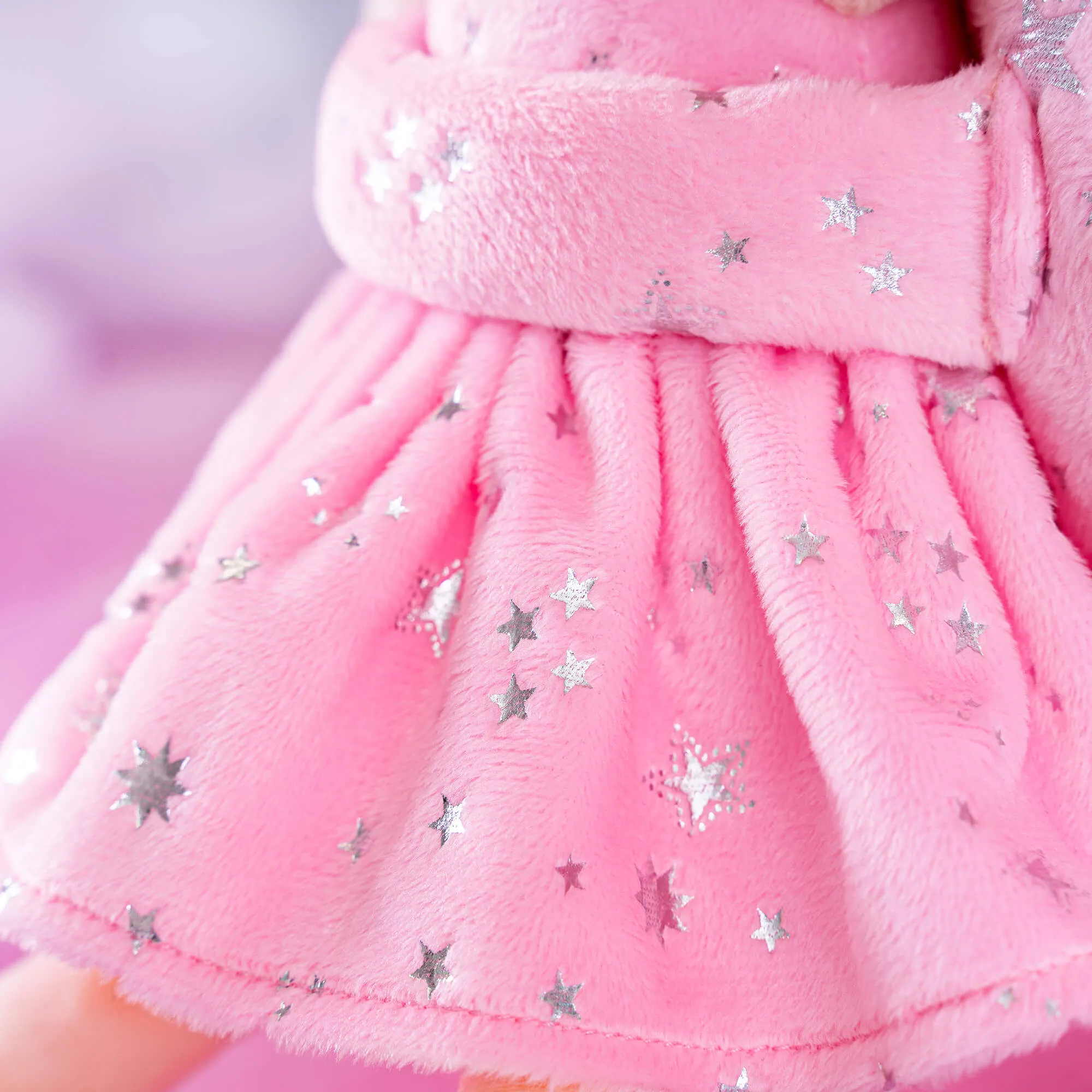 Gloveleya 9-inch Toddler Girl Backpack Plush Curly Hair Starry Dolls Backpacks Bronzing Pinky Stars