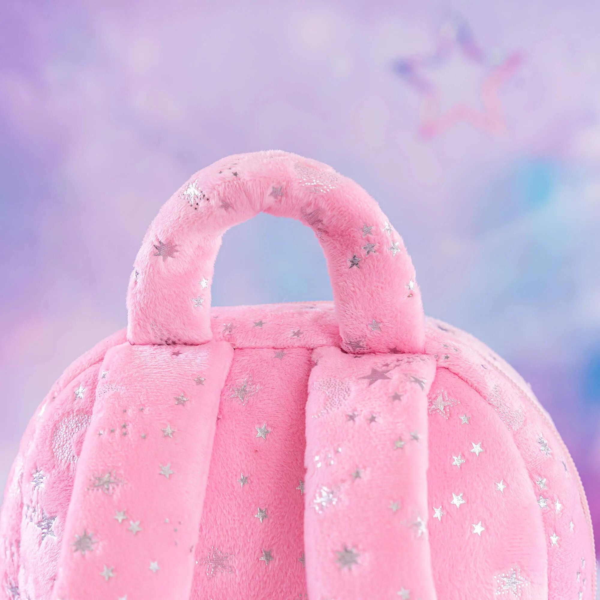 Gloveleya 9-inch Toddler Girl Backpack Plush Curly Hair Starry Dolls Backpacks Bronzing Pinky Stars