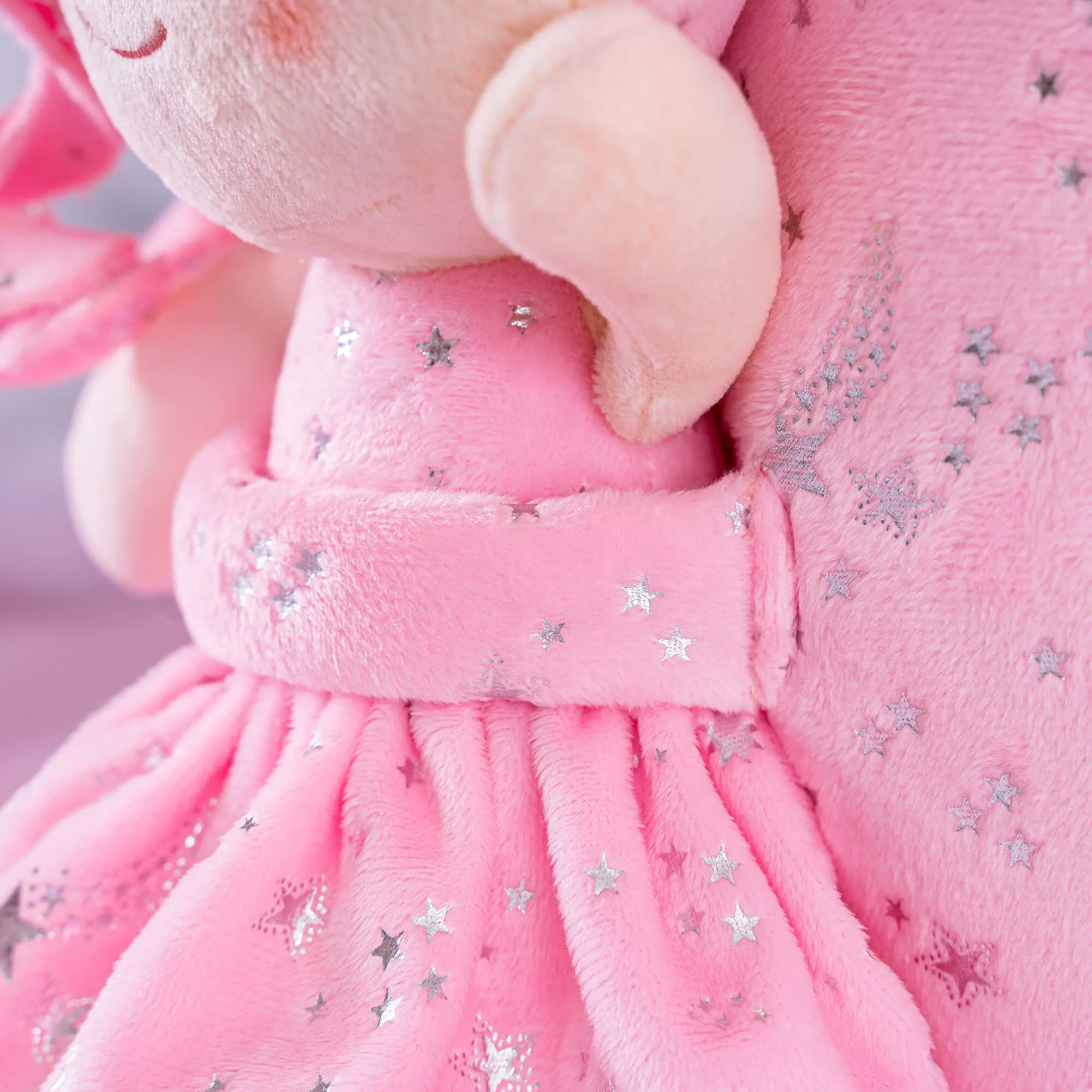 Gloveleya 9-inch Toddler Girl Backpack Plush Curly Hair Starry Dolls Backpacks Bronzing Pinky Stars