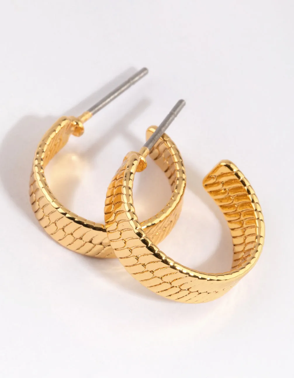 Gold Plated Textured Hoop Earrings