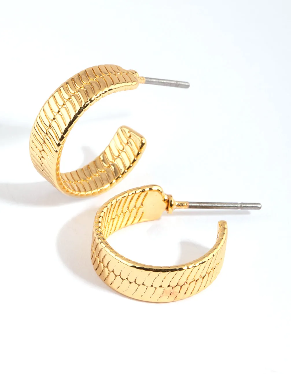 Gold Plated Textured Hoop Earrings