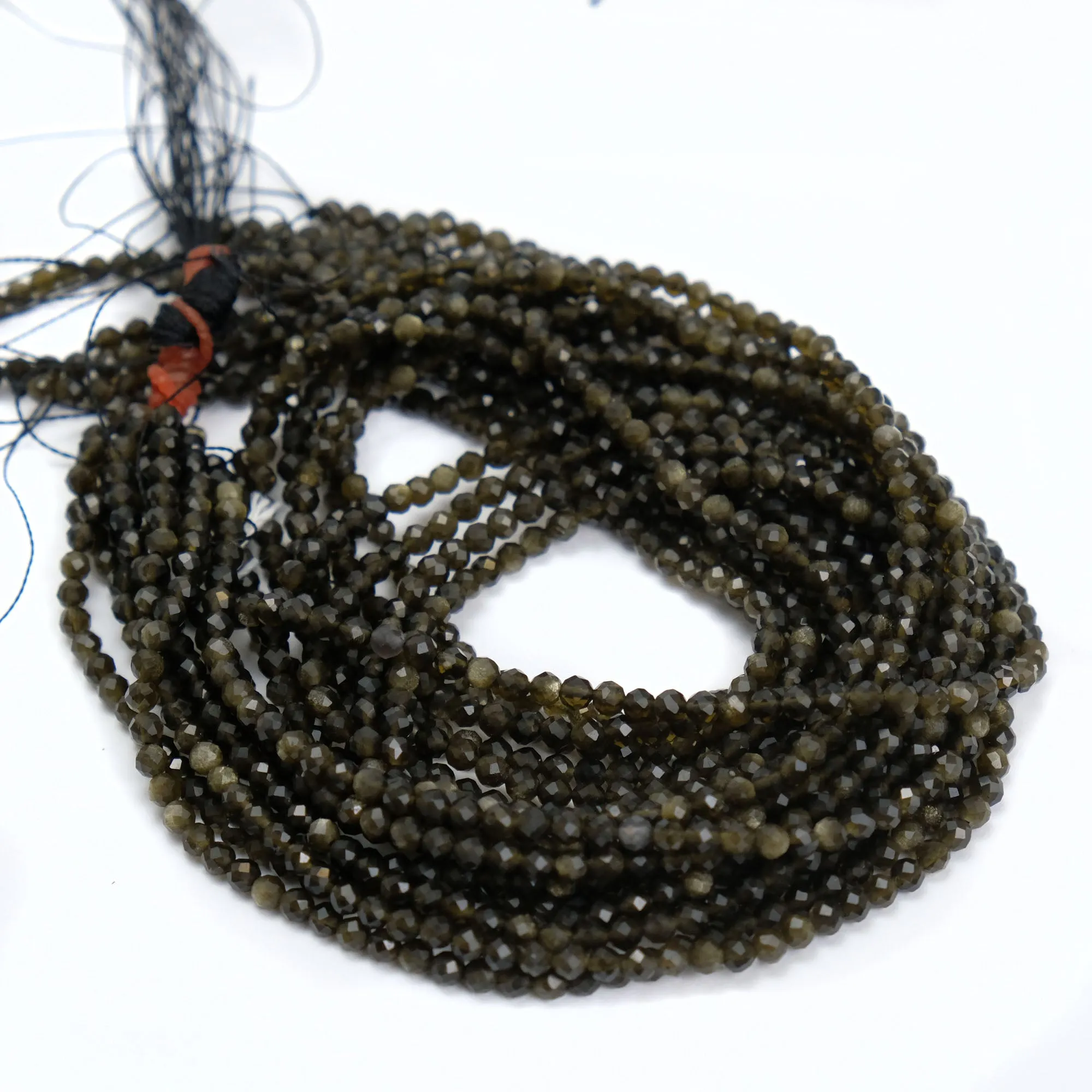 Golden Obsidian 3.5mm Faceted Rounds