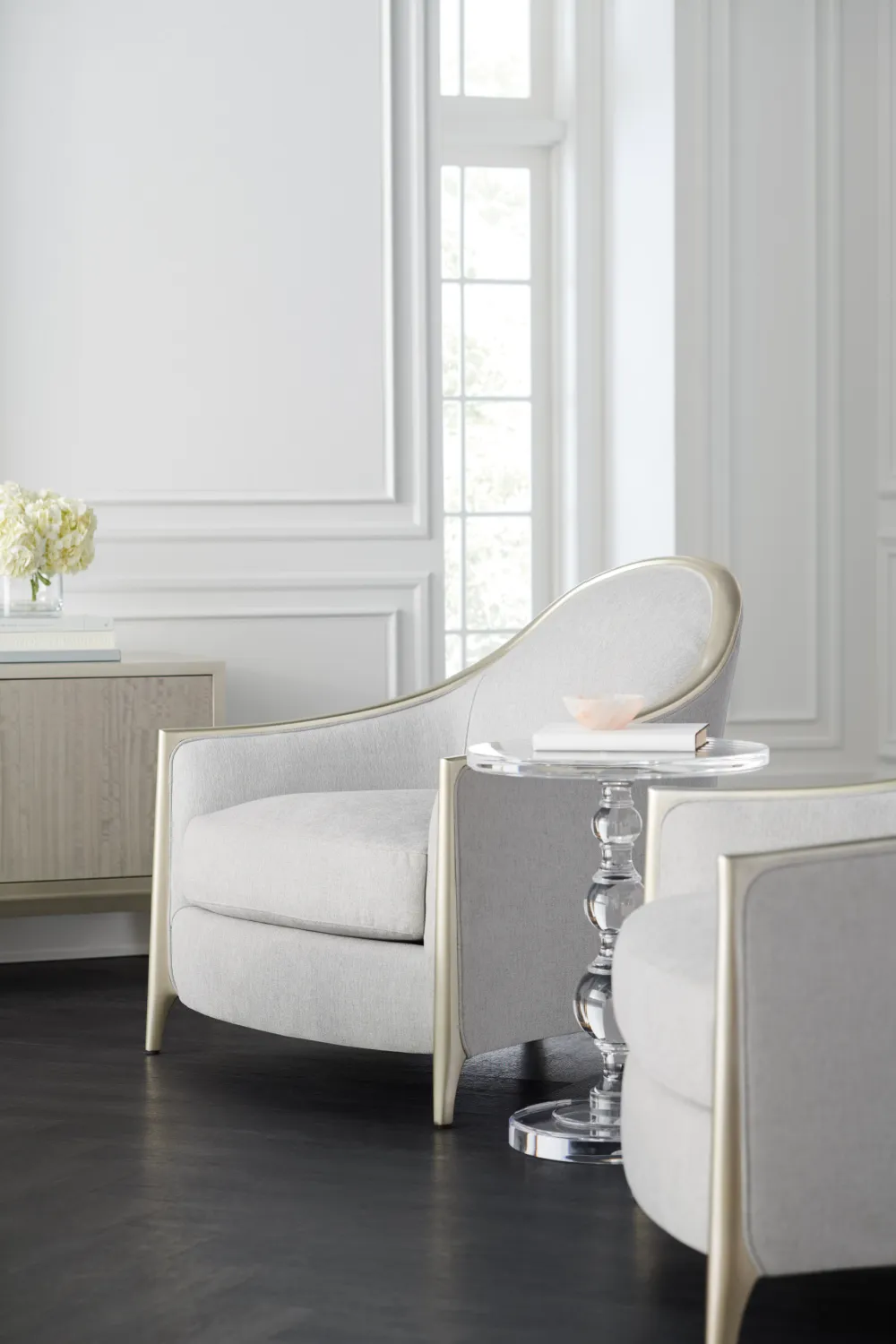Gray Chenille Lounge Chair | Caracole Simply Stunning