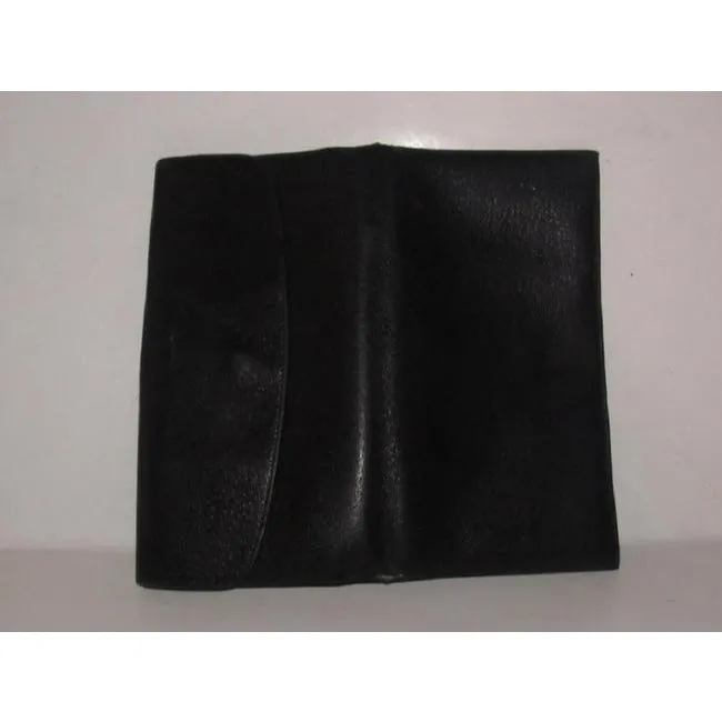Gucci Black Leather With Gold Belt Buckle Clasp Vintage Wallet