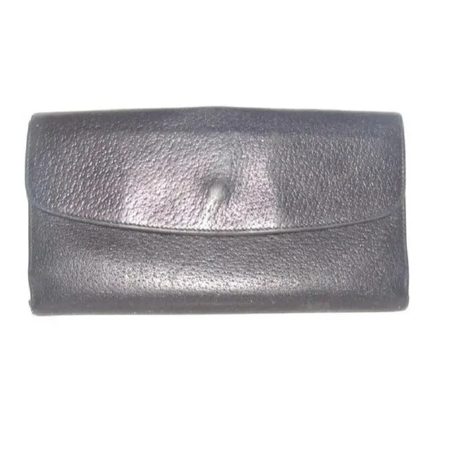 Gucci Black Leather With Gold Belt Buckle Clasp Vintage Wallet