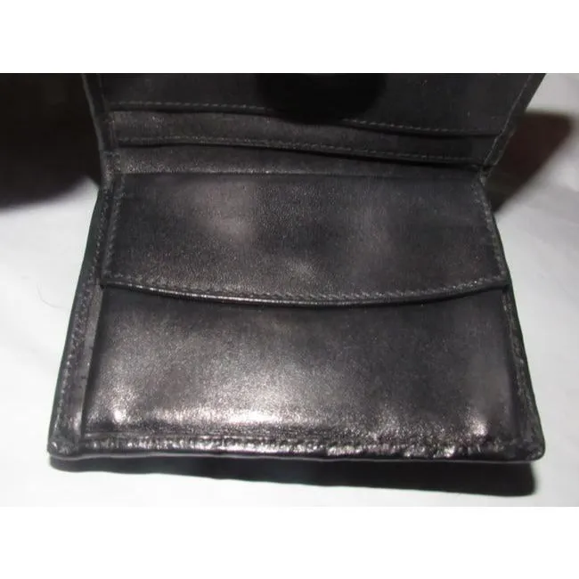 Gucci Black Small G Logo Print On Coated Canvas Black Leather Vintage Wallet