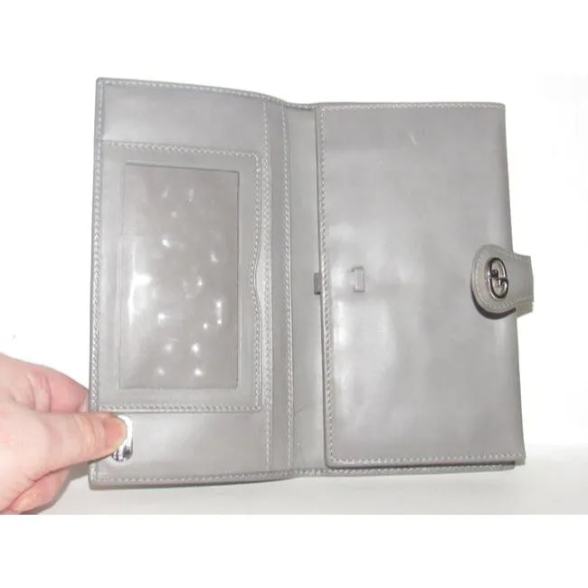 Gucci Black Small G Logo Print On Grey Coated Canvas And Grey Leather Vintage Wallet