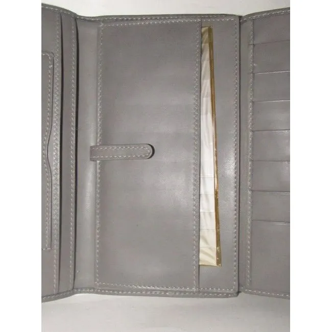 Gucci Black Small G Logo Print On Grey Coated Canvas And Grey Leather Vintage Wallet