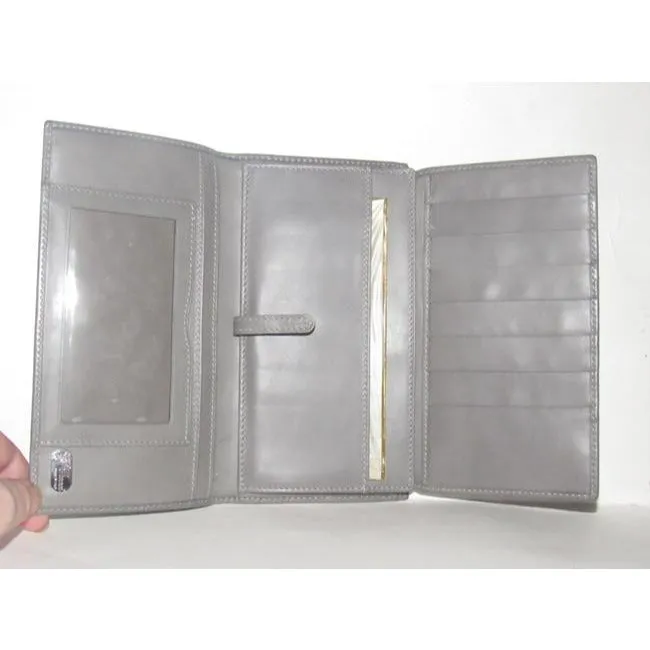 Gucci Black Small G Logo Print On Grey Coated Canvas And Grey Leather Vintage Wallet