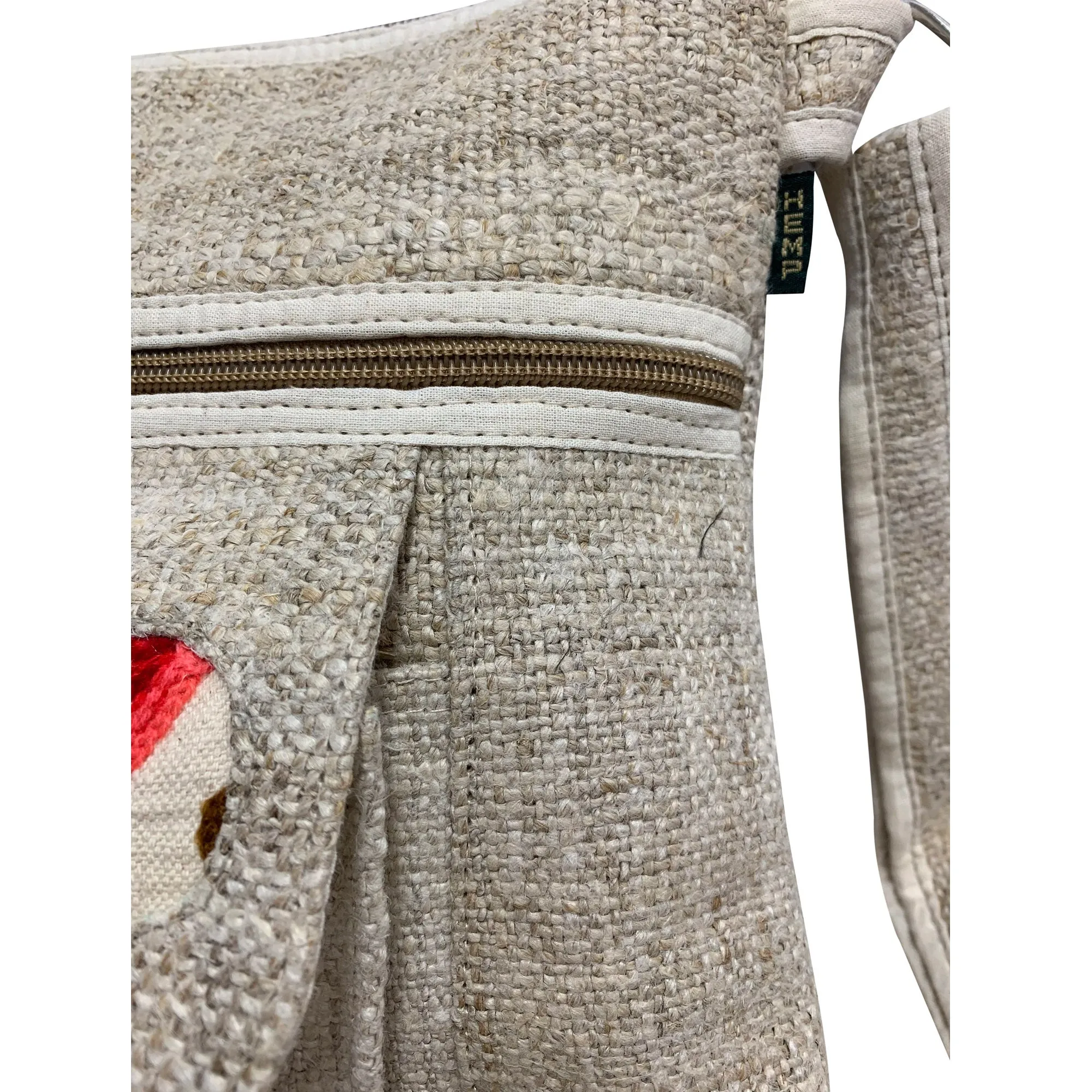 Himalayan Handmade Boho Ethnic Pure Hemp Multipocket Embroidered Fair Trade Patchwork MEDIUM SIZE Travel Passport Shoulder Crossbody Bag