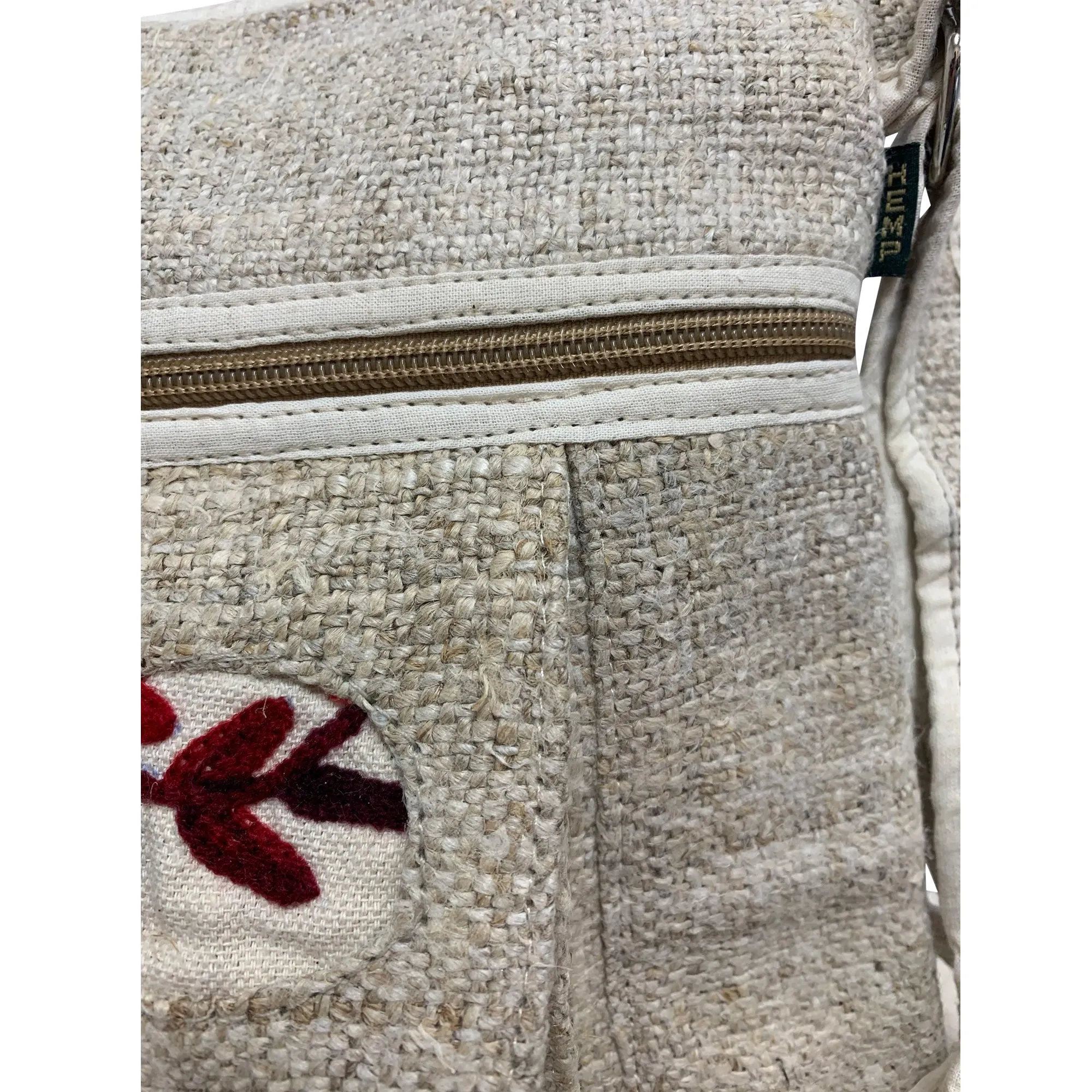 Himalayan Handmade Boho Ethnic Pure Hemp Multipocket Embroidered Fair Trade Patchwork MEDIUM SIZE Travel Passport Shoulder Crossbody Bag