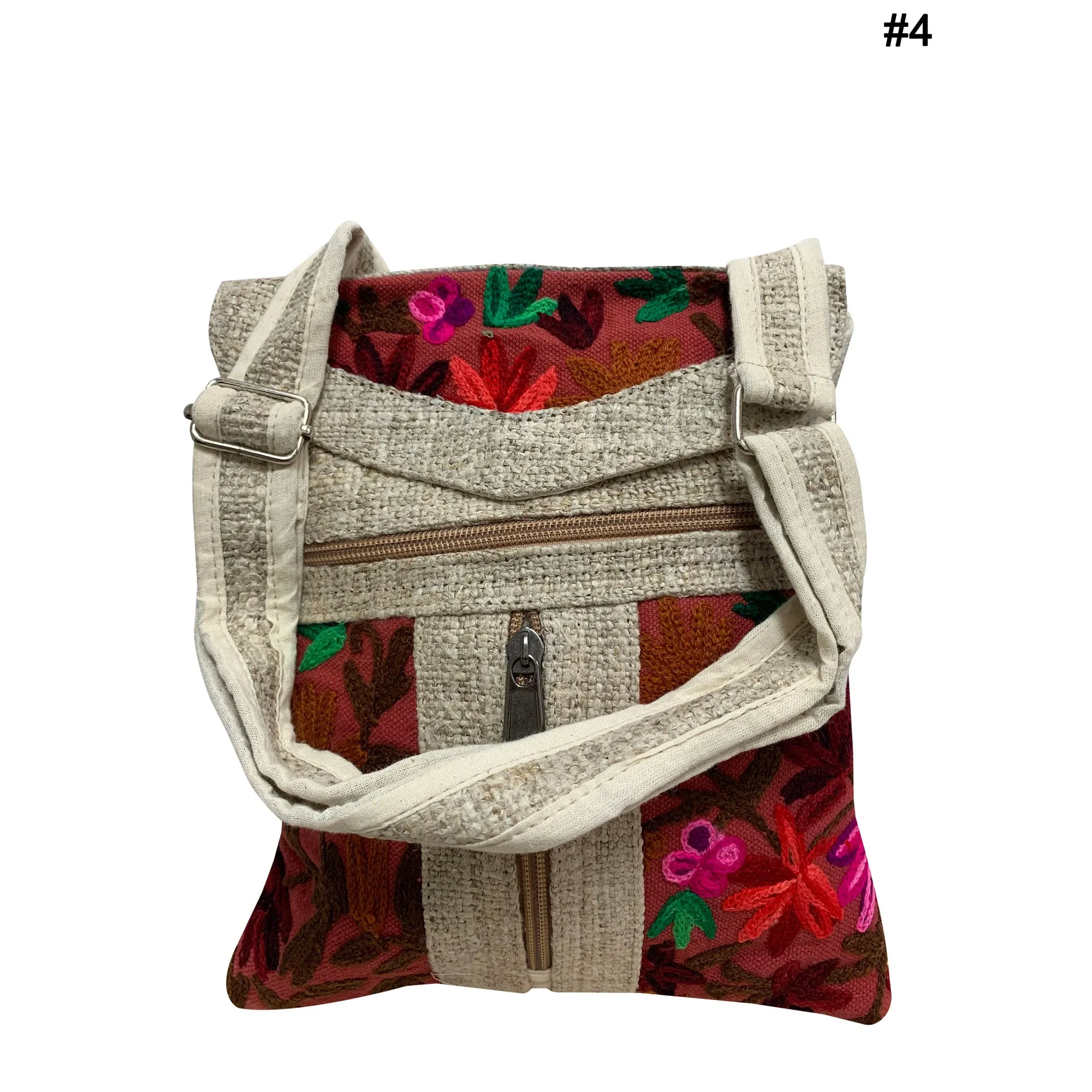 Himalayan Handmade Boho Ethnic Pure Hemp Multipocket Embroidered Fair Trade Patchwork MEDIUM SIZE Travel Passport Shoulder Crossbody Bag