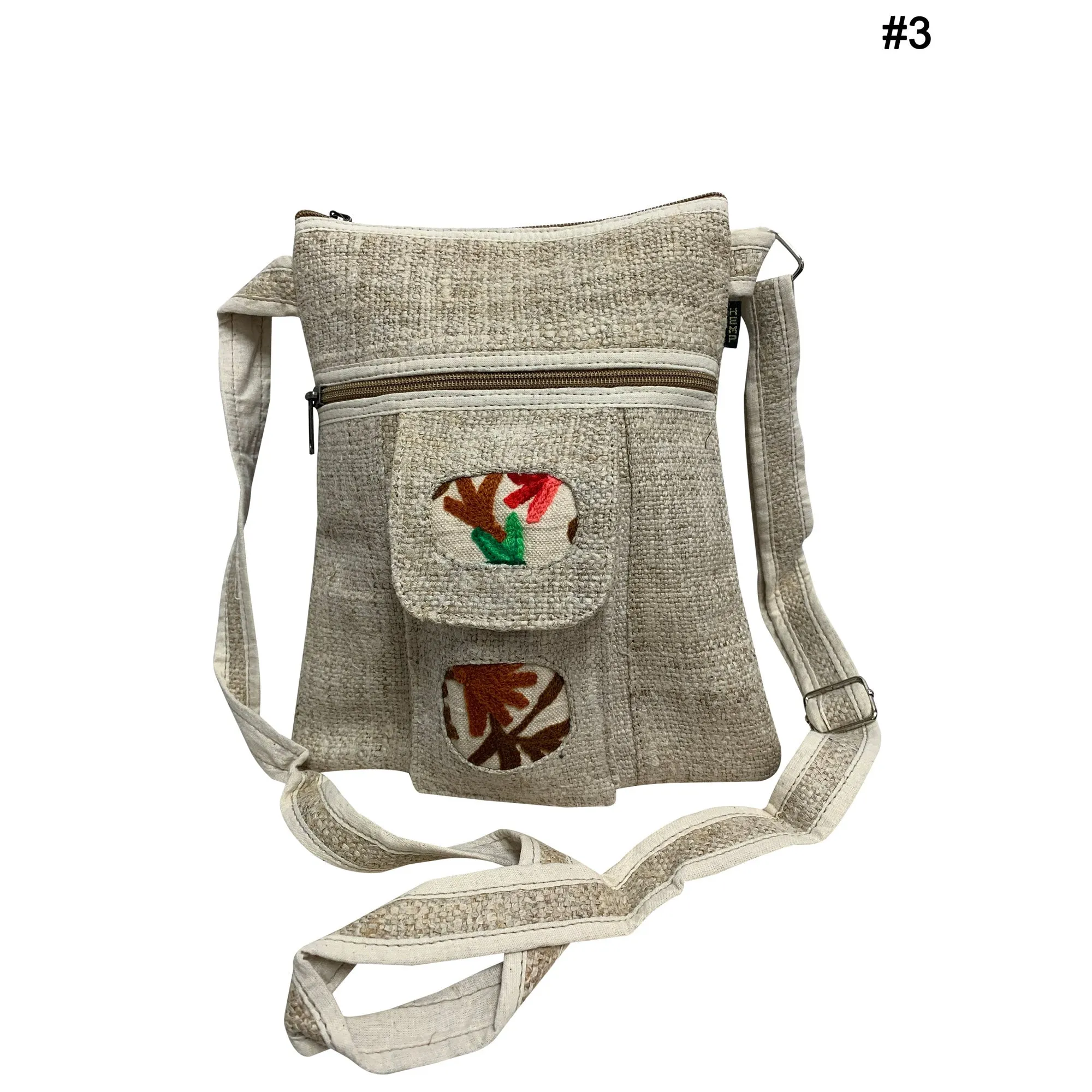 Himalayan Handmade Boho Ethnic Pure Hemp Multipocket Embroidered Fair Trade Patchwork MEDIUM SIZE Travel Passport Shoulder Crossbody Bag