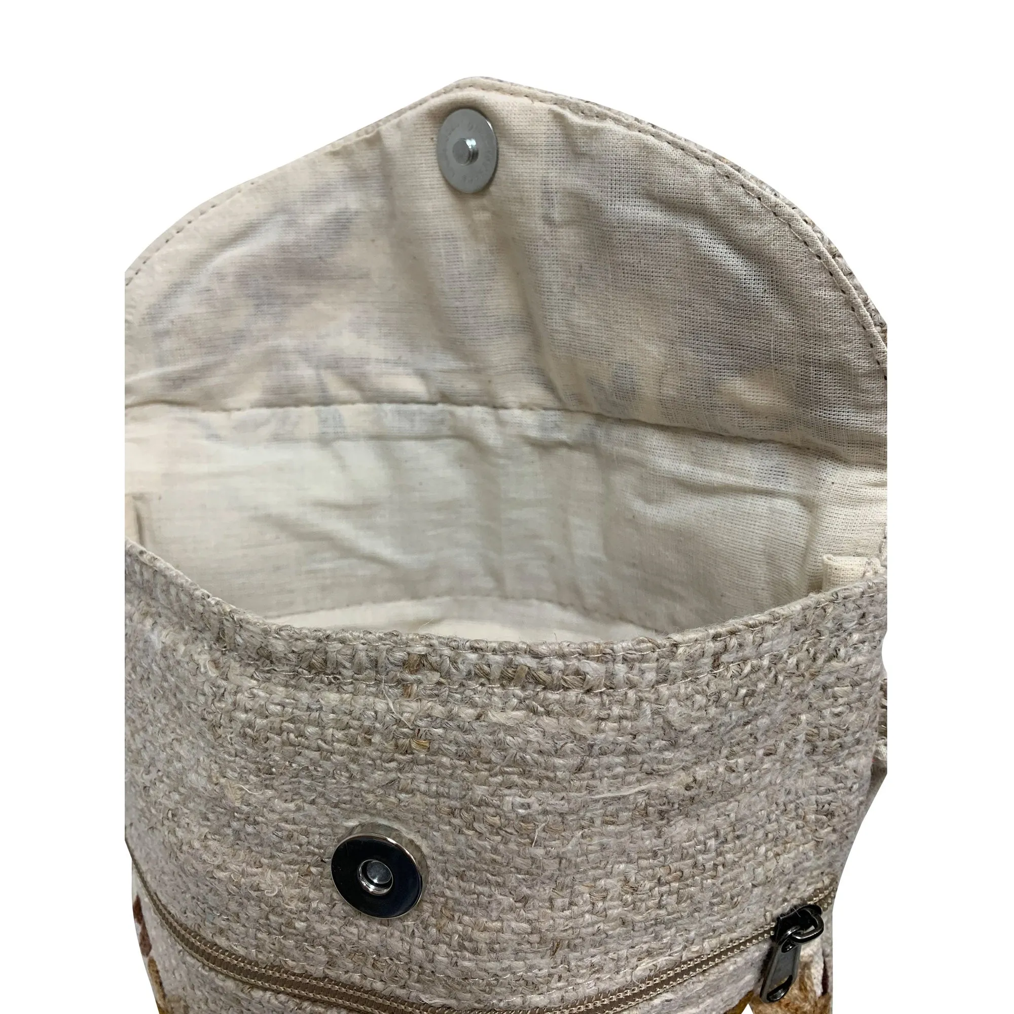 Himalayan Handmade Boho Ethnic Pure Hemp Multipocket Embroidered Fair Trade Patchwork MEDIUM SIZE Travel Passport Shoulder Crossbody Bag