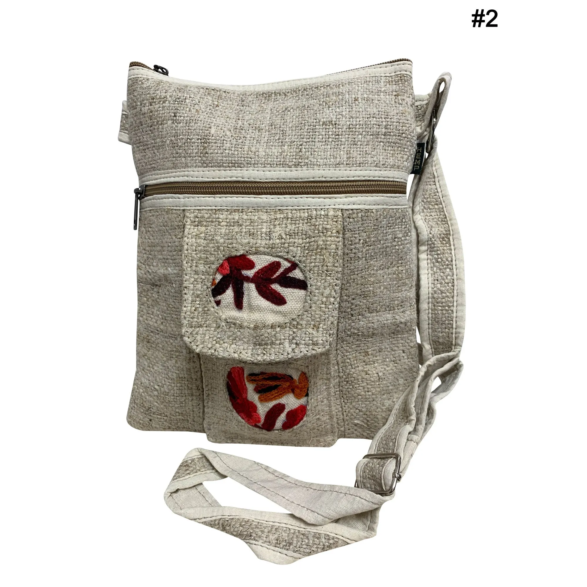 Himalayan Handmade Boho Ethnic Pure Hemp Multipocket Embroidered Fair Trade Patchwork MEDIUM SIZE Travel Passport Shoulder Crossbody Bag