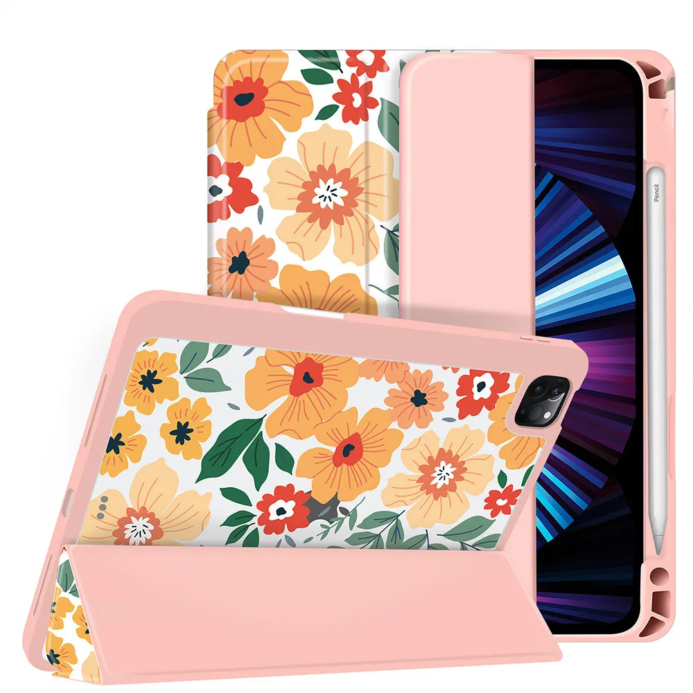 iPad Pro 12.9 2021/2020/2018 Case | Soft TPU Floral Protective Shockproof Cover Tablet Case Cover |Off White