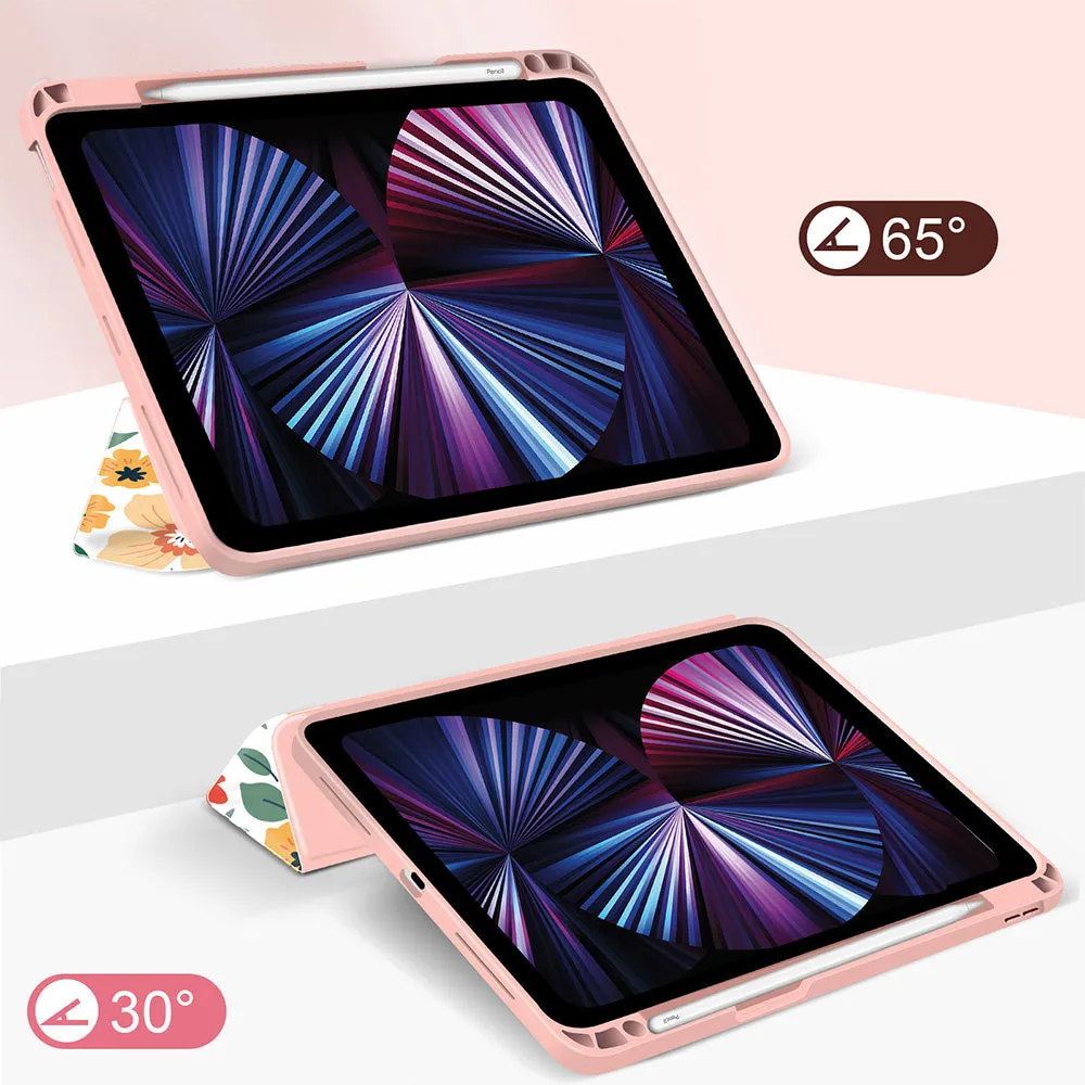 iPad Pro 12.9 2021/2020/2018 Case | Soft TPU Floral Protective Shockproof Cover Tablet Case Cover |Off White