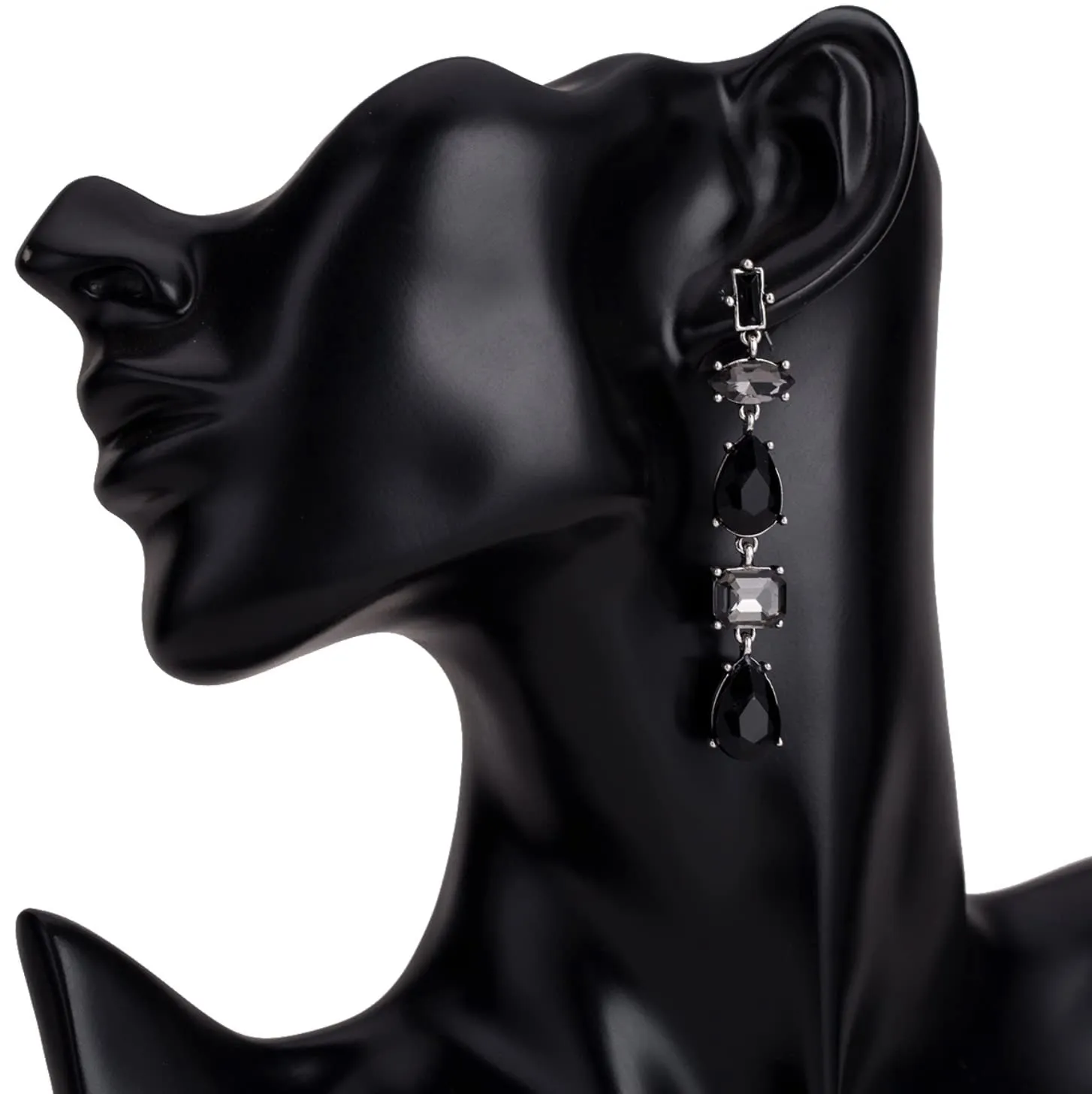 Joker & Witch Lucent Black Crystal Drop Earrings for Women