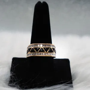 Kabana Ring 14K Yellow Gold With Diamonds & Onix / 15.6gr / Size 11
