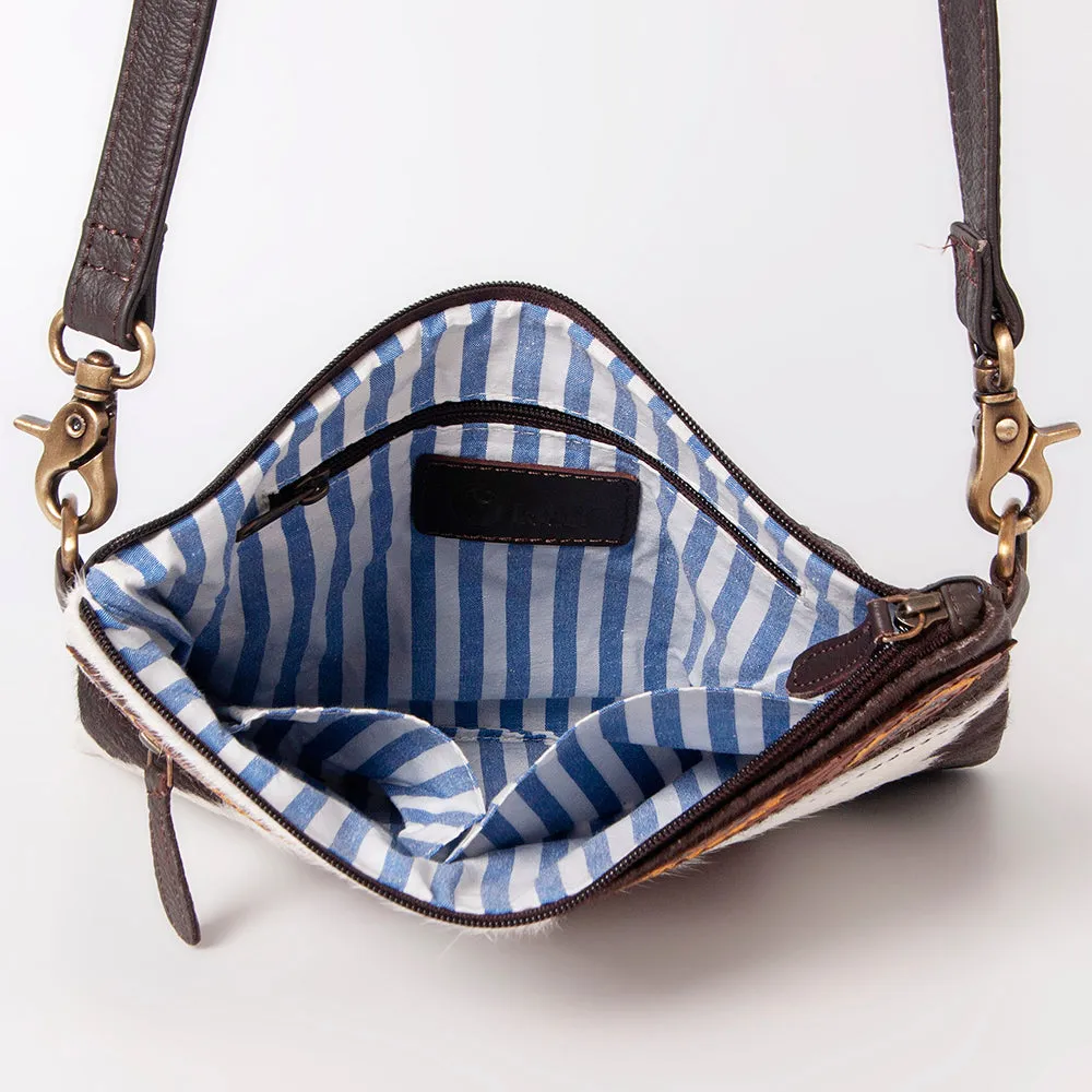 KBK114 - KBK114 -CROSS BODY Hand Tooled Saddle Leather with Cowhide Leather Ladies Bag KBK114 - KBK1
