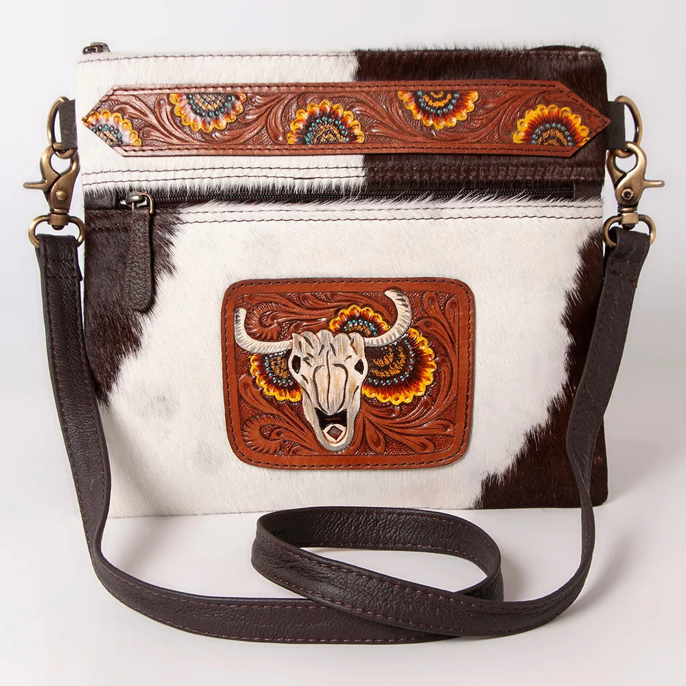 KBK114 - KBK114 -CROSS BODY Hand Tooled Saddle Leather with Cowhide Leather Ladies Bag KBK114 - KBK1