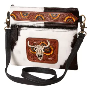 KBK114 - KBK114 -CROSS BODY Hand Tooled Saddle Leather with Cowhide Leather Ladies Bag KBK114 - KBK1