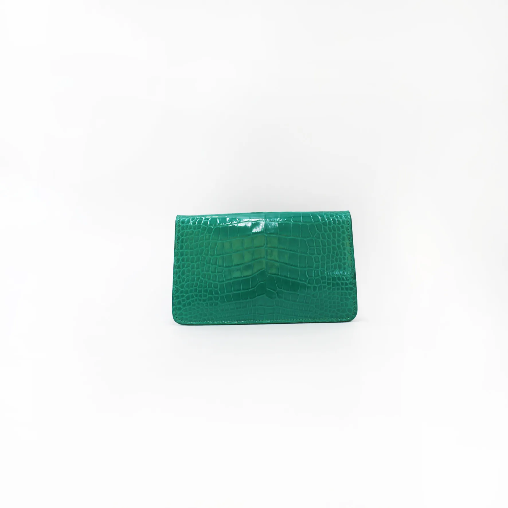 Le Clutch in Glossy Emerald Croc