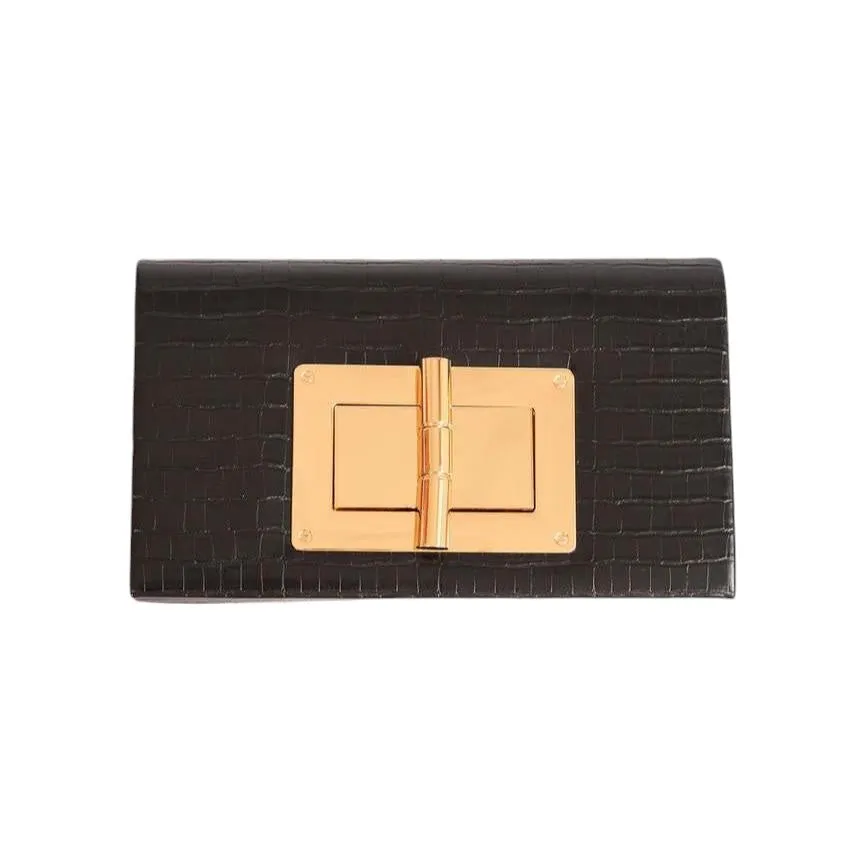 Lillian Croc Clutch | Black