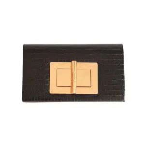 Lillian Croc Clutch | Black
