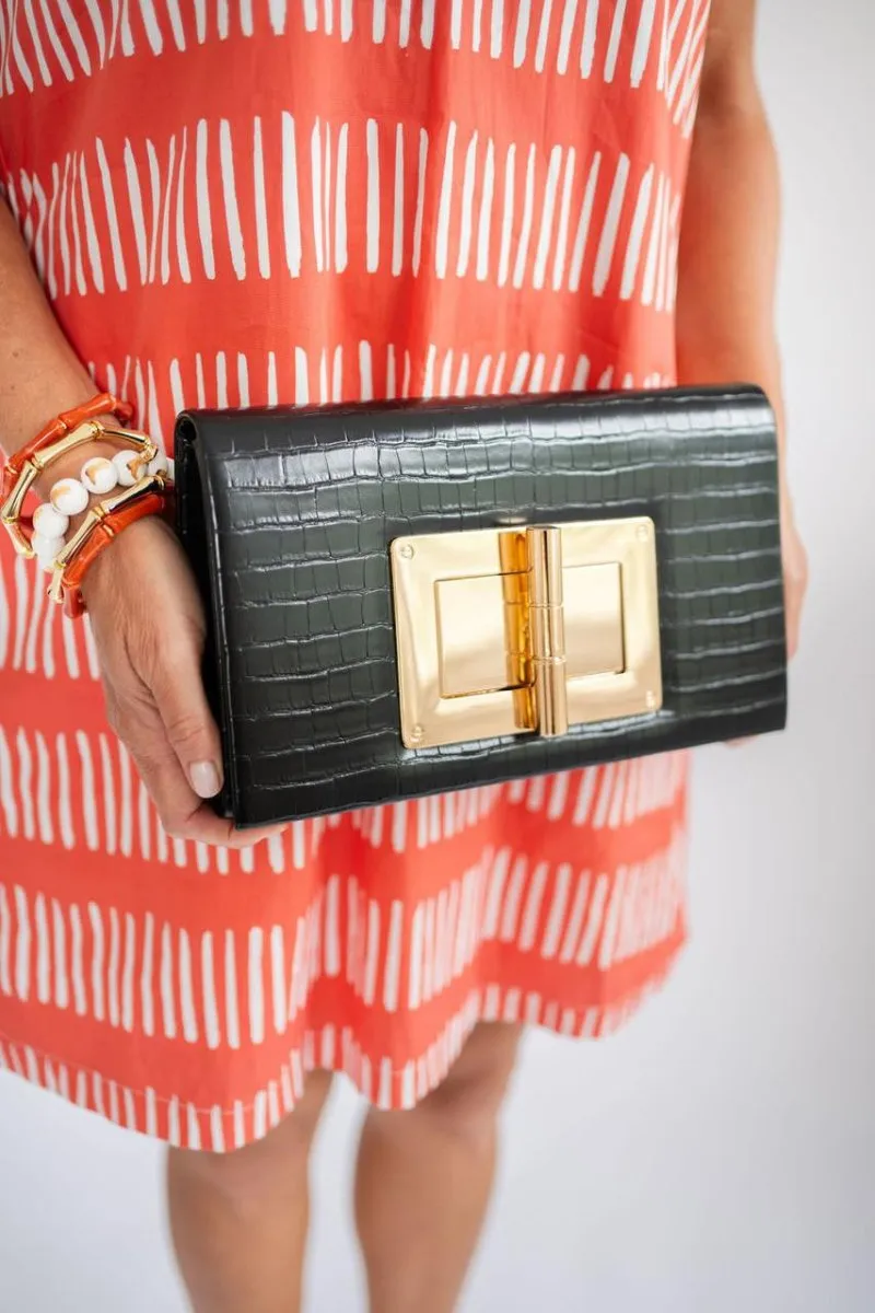 Lillian Croc Clutch | Black