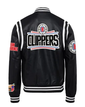 LOS ANGELES CLIPPERS VEGAN LEATHER JACKET Black / White
