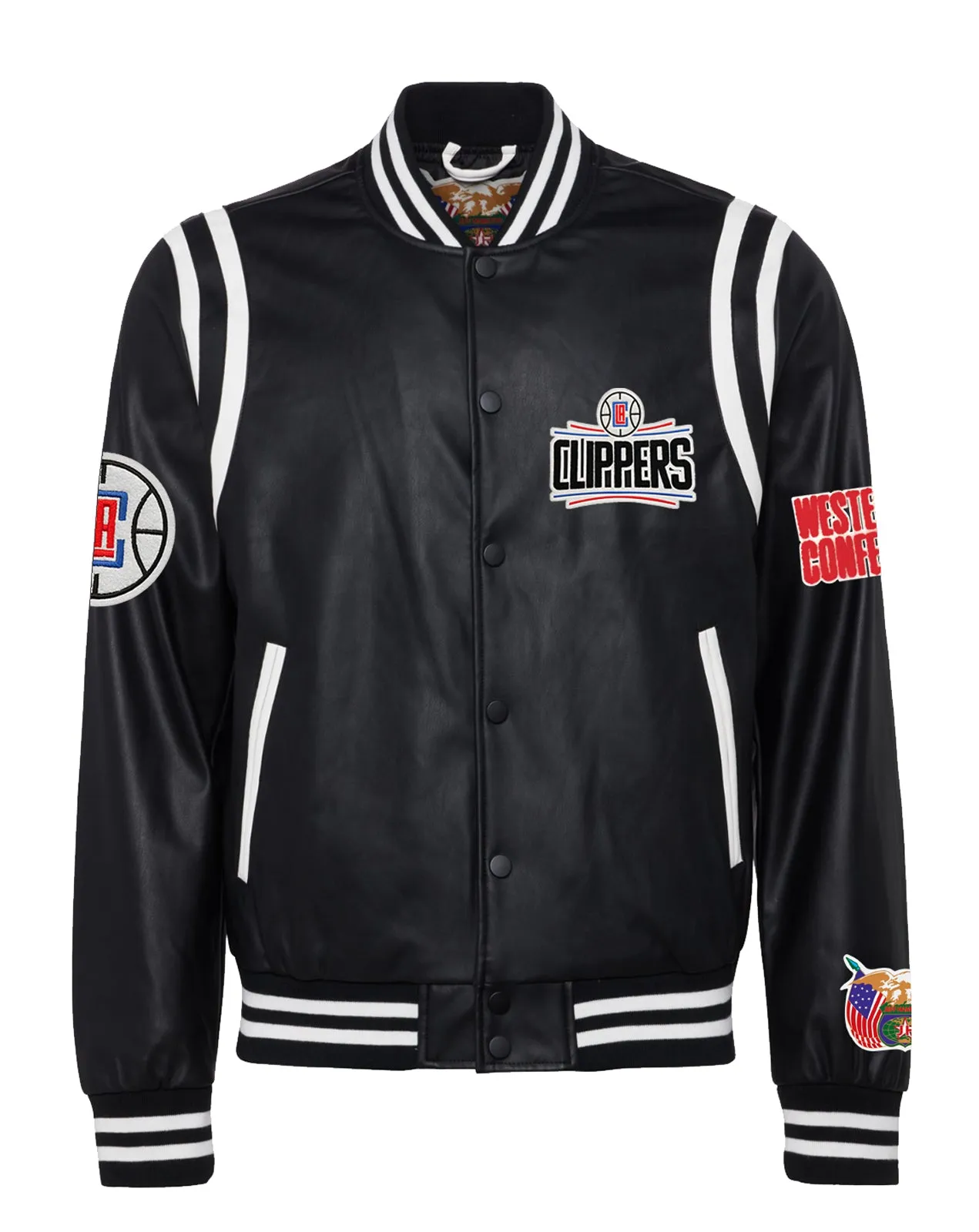 LOS ANGELES CLIPPERS VEGAN LEATHER JACKET Black / White