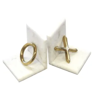 Marble and Brass X O Bookends