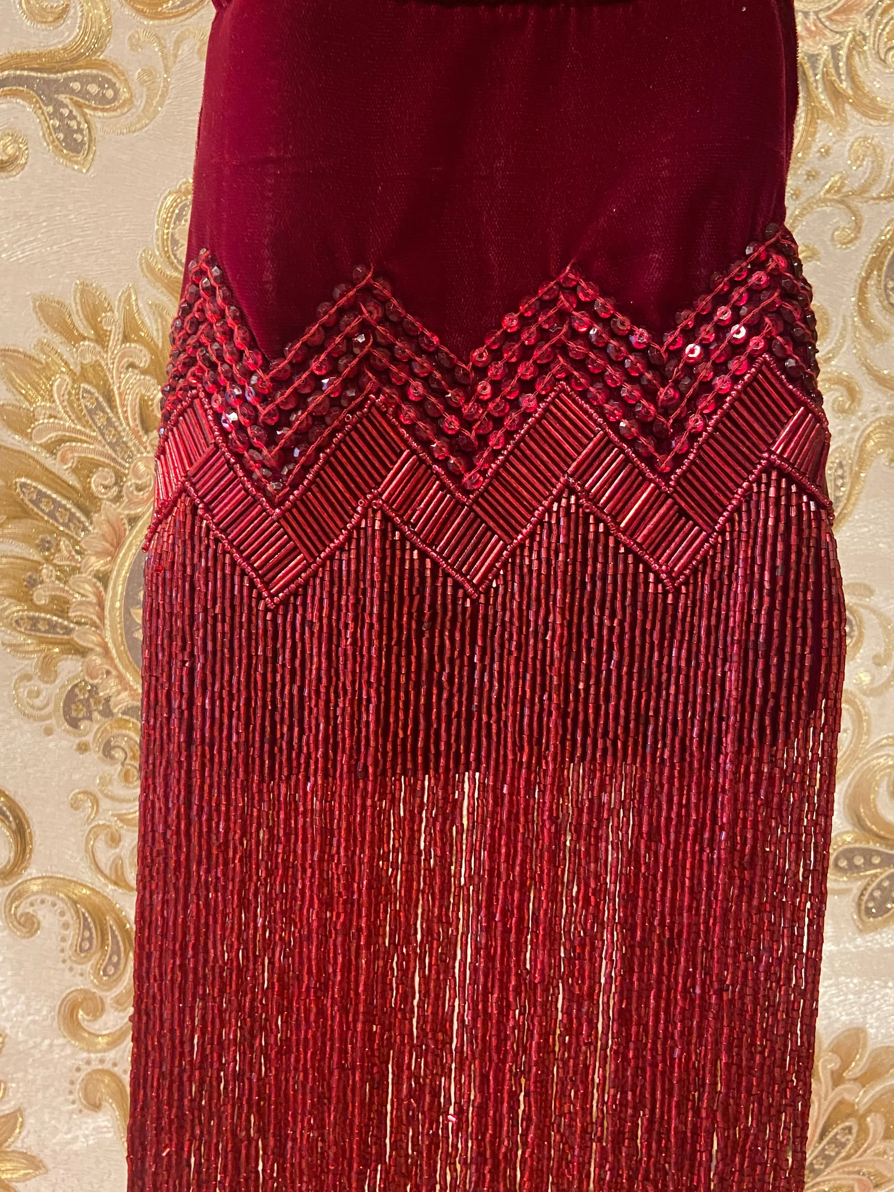 Maroon velvet potli