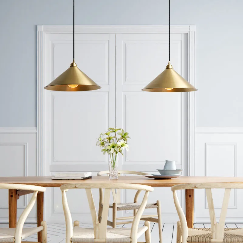 Matt Brass Conical Pendant Light