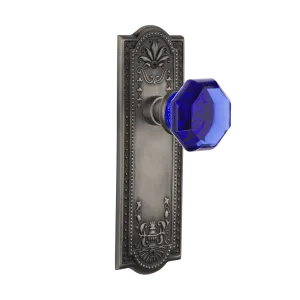 Meadows Long Plate with Cobalt Waldorf Knob in Antique Pewter