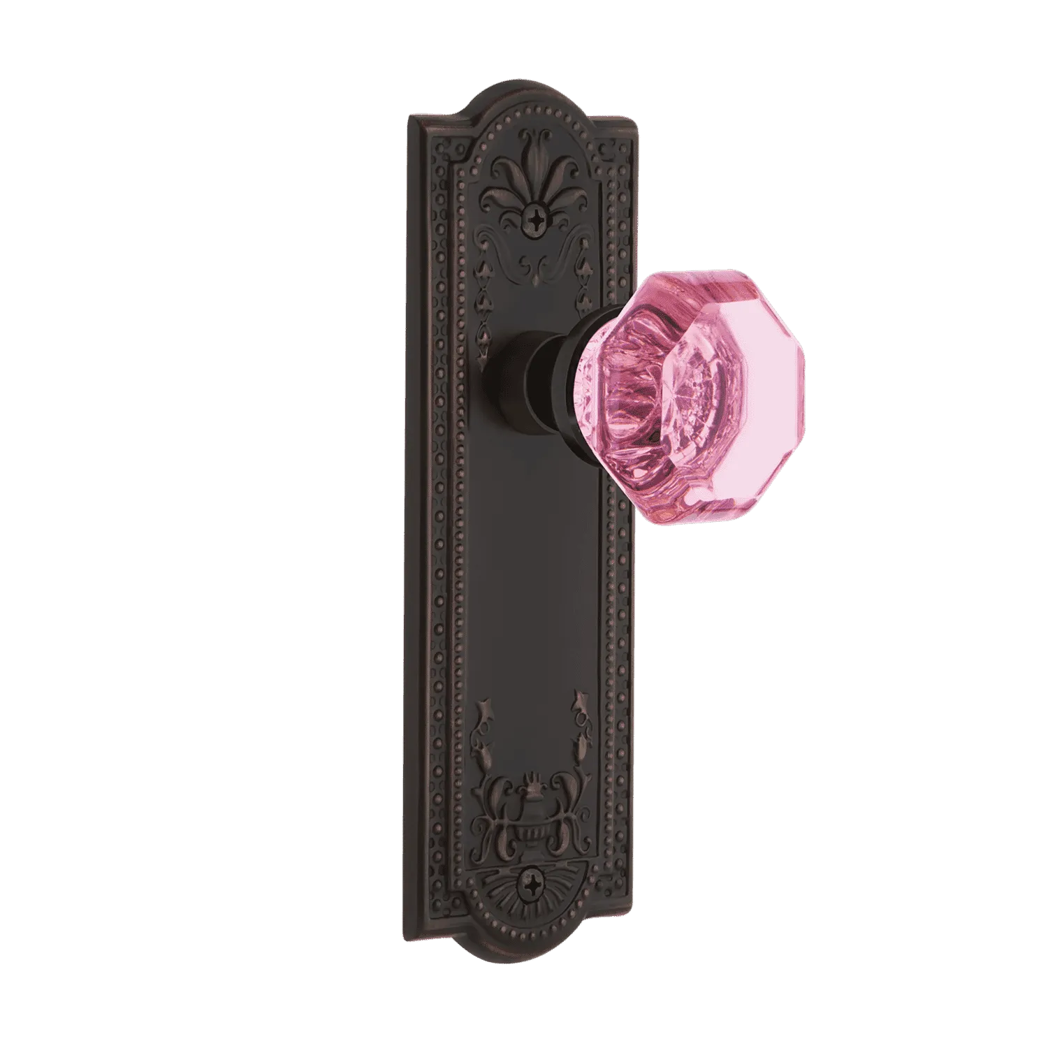 Meadows Long Plate with Pink Waldorf Knob in Timeless Bronze